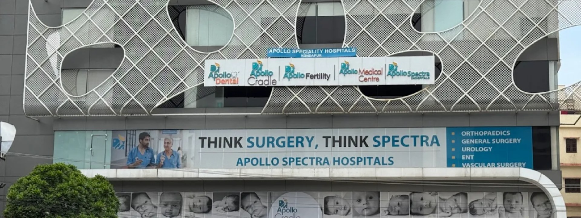 Healthcare and clinic website design in Hyderabad — Apollo Hospital corridor, Kondapur