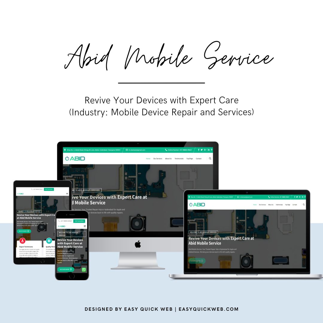Mobile Device Repair Website Design for Abid Mobile Service by EasyQuickWeb website by EasyQuickWeb