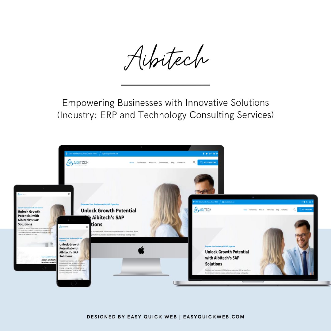 ERP and Technology Consulting Website Design for Aibitech by EasyQuickWeb website by EasyQuickWeb