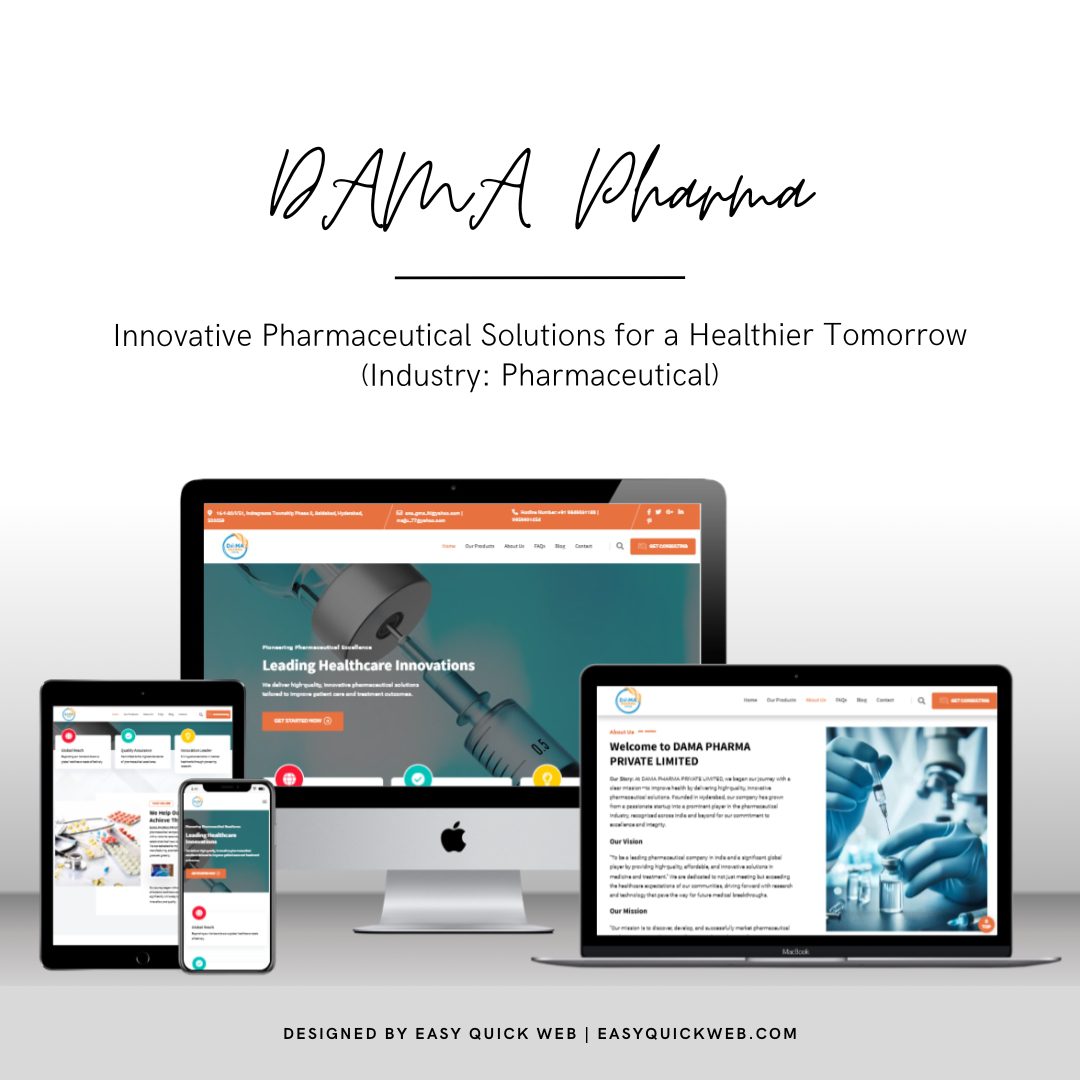 DAMA Pharma: Pharmaceutical Website Design website by EasyQuickWeb