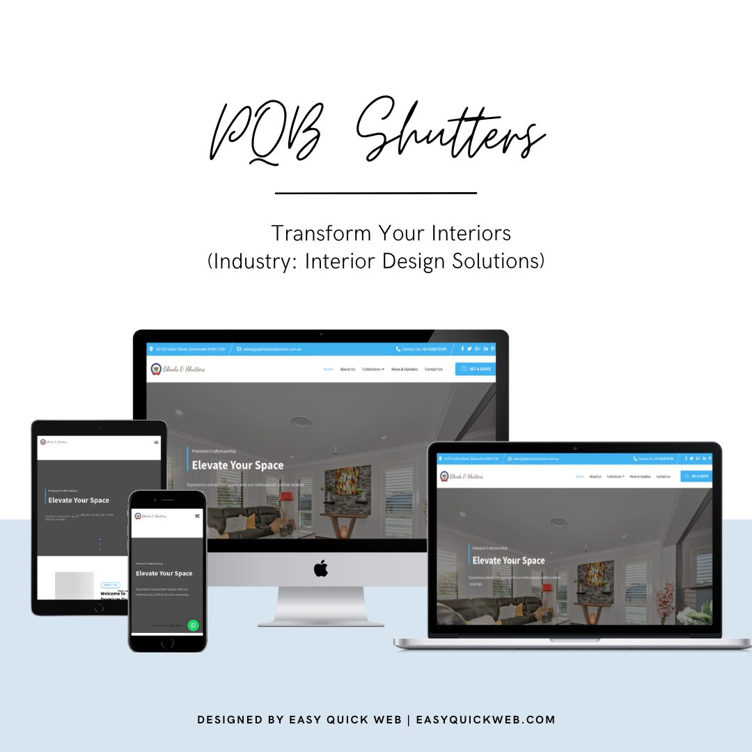 PQB Shutters website by EasyQuickWeb