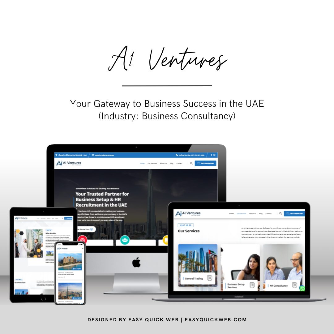 A1 Ventures business consultancy website design by EasyQuickWeb