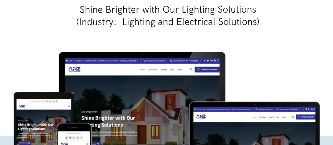 ANZ Group website by EasyQuickWeb showcasing lighting solutions