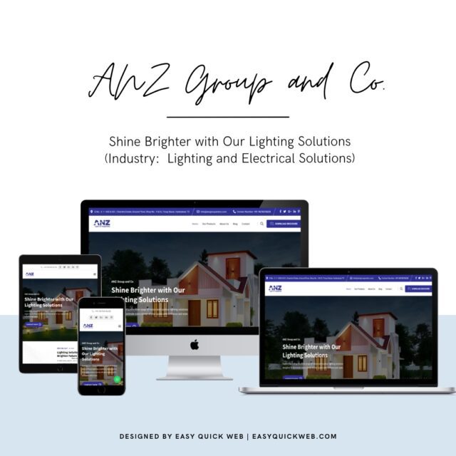 ANZ Group website by EasyQuickWeb showcasing lighting solutions