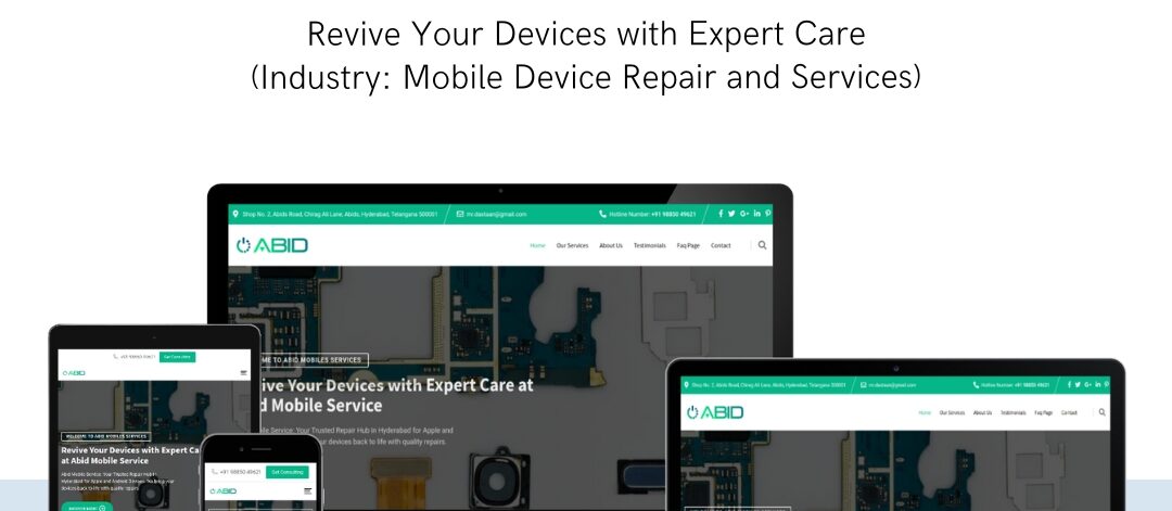 Abid Mobile Service website by EasyQuickWeb showcasing mobile repair services