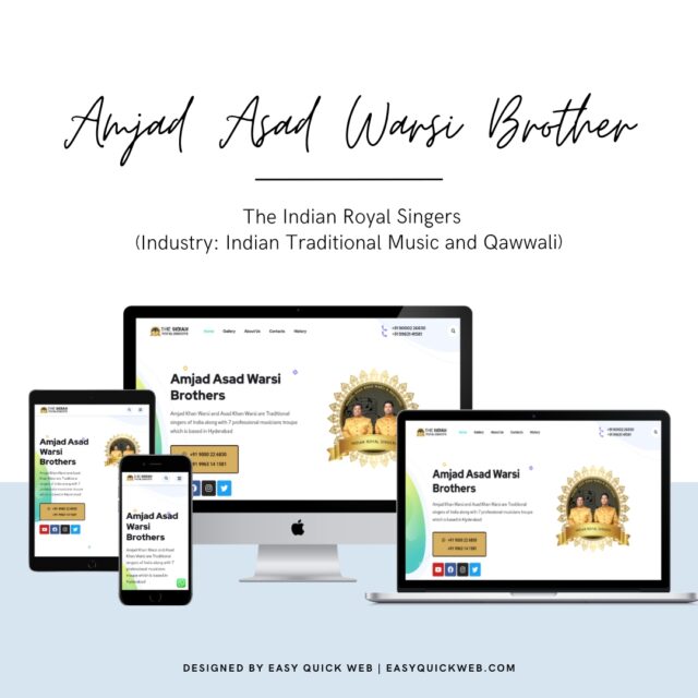 Traditional Qawwali website designed for Amjad Asad Warsi Brothers by EasyQuickWeb