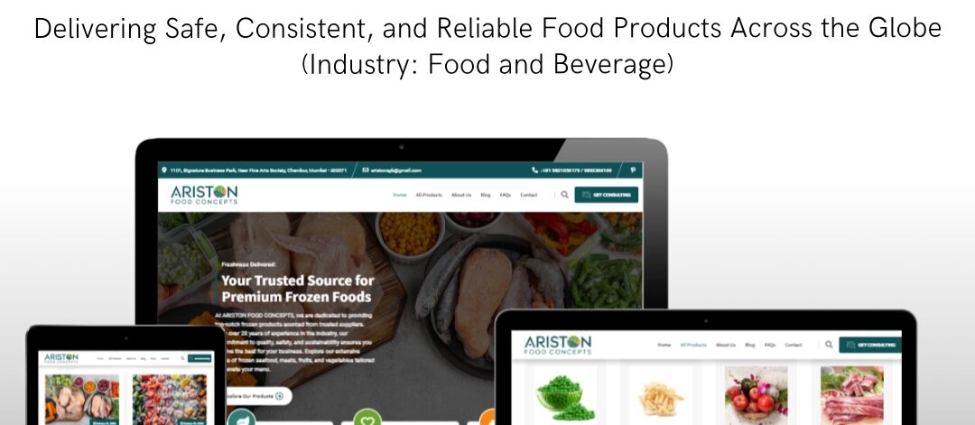 Ariston Food Industry Website Design is equipped with an intuitive product catalog, making it easy for visitors to browse categories such as mutton, seafood, poultry, vegetables, French fries, and more.