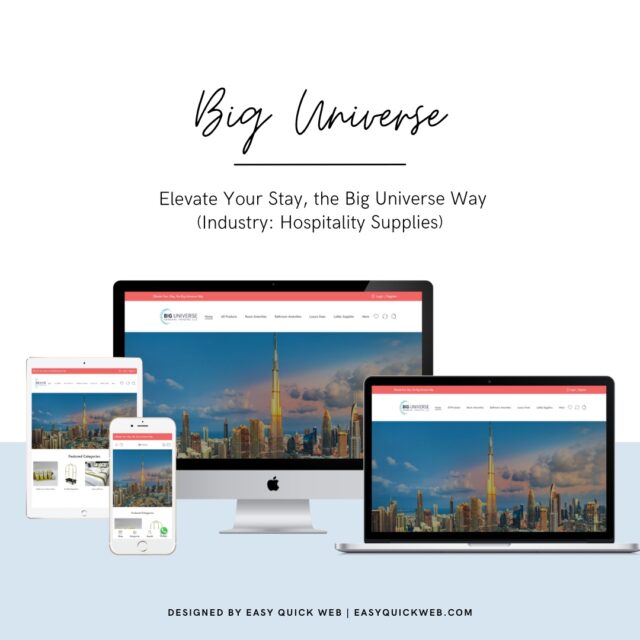 Big Universe collaborated with EasyQuickWeb, a renowned website designing company in Hyderabad, to create a cutting-edge digital platform for hospitality supplies.