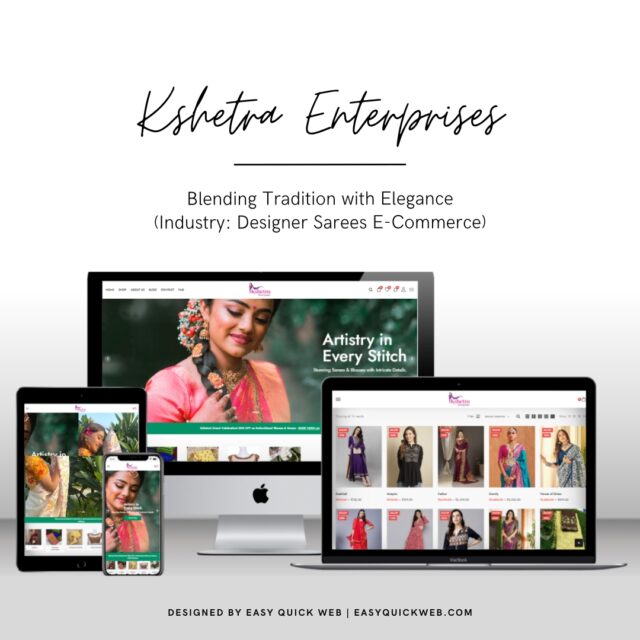 Traditional sarees e-commerce website design for Kshetra Enterprises