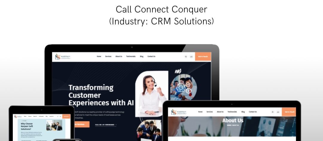 Narpavi Soft Solutions website showcasing AI-powered CRM solutions designed by EasyQuickWeb