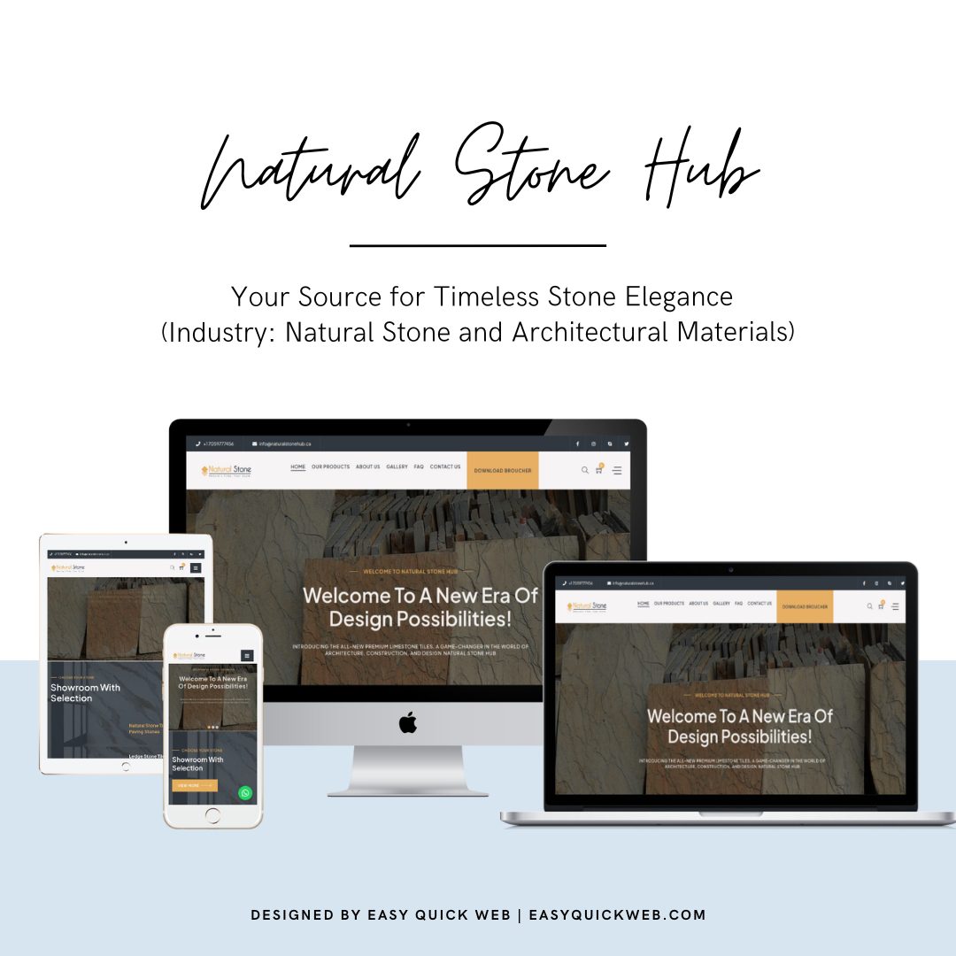 Natural Stone Hub website showcasing premium architectural materials by EasyQuickWeb