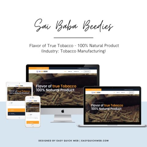 Sai Baba Beedies Tobacco manufacturing website Design by EasyQuickWeb